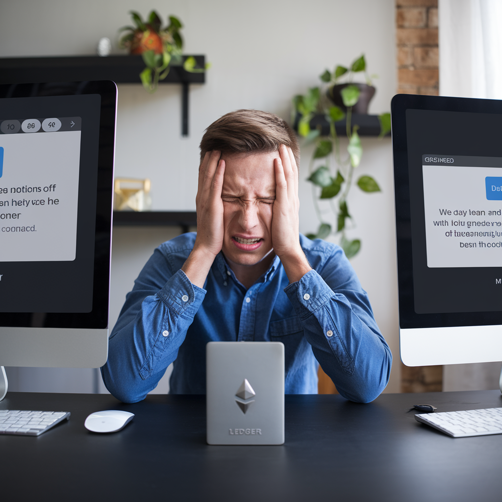 Utilisateur de Ledger frustré recevant une notification de fuite de données