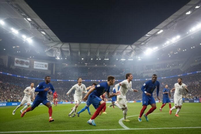 Match entre la France et l'Italie Match intense entre l'équipe de France et l'Italie