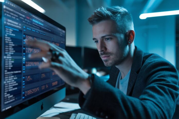 Expertise en cybersécurité Un expert en cybersécurité analysant une fuite de données