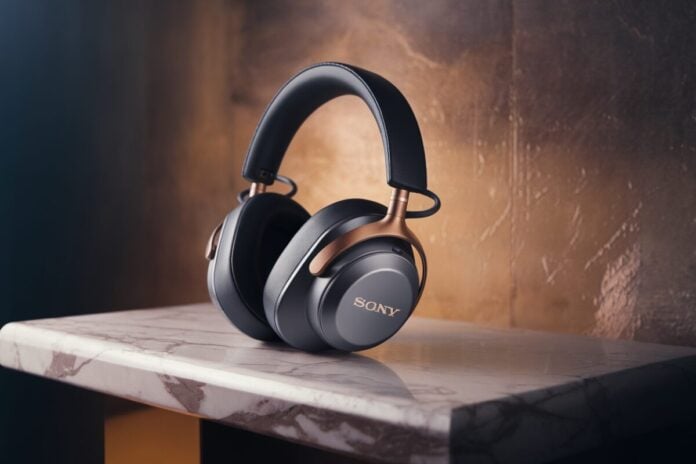 Sony 1000X The ColleXion Headphones Casque audio Sony 1000X The ColleXion sur surface en marbre