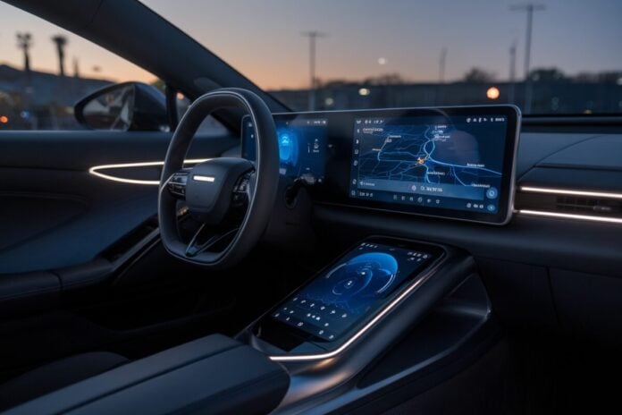 Google Maps avec Gemini AI sur CarPlay Interface Google Maps avec Gemini sur tableau de bord de voiture