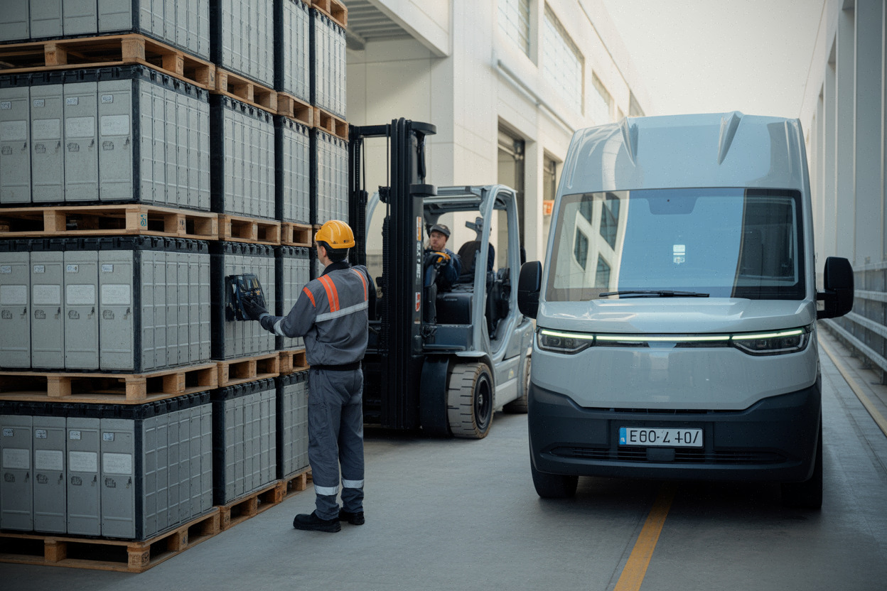 Inspection de modules batterie dans un centre de recyclage en Chine