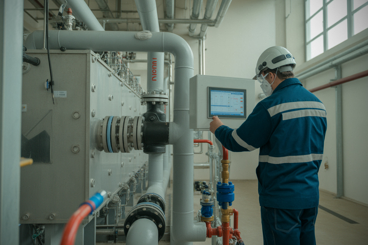 Échangeur thermique et tuyauteries d’un réseau de chaleur près de Cattenom