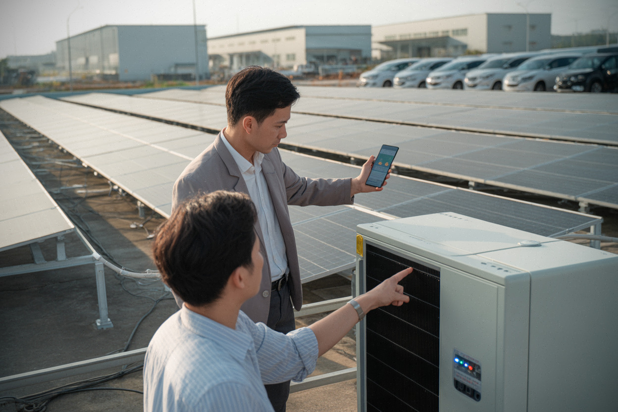 Toiture industrielle équipée de panneaux solaires pour autoconsommation au Vietnam
