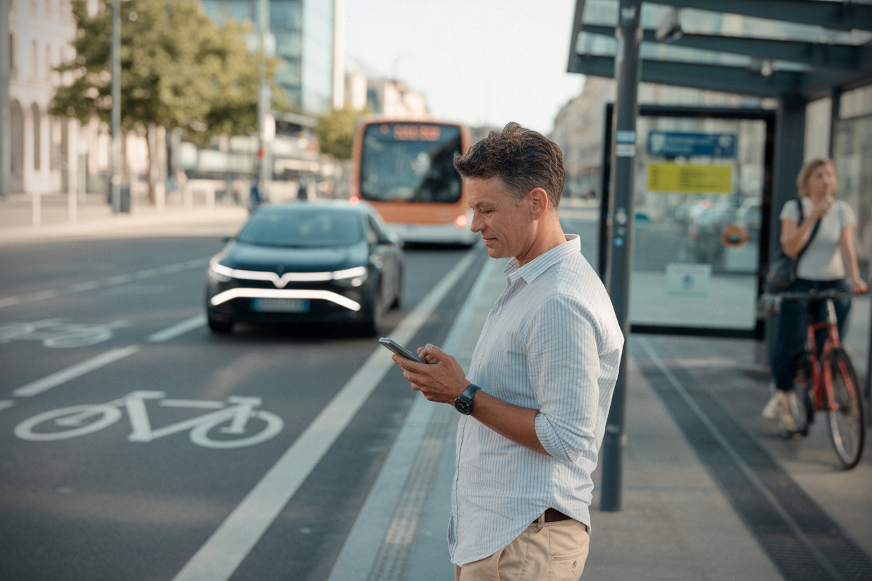 Un usager ajuste ses trajets entre transports publics et vélo urbain.