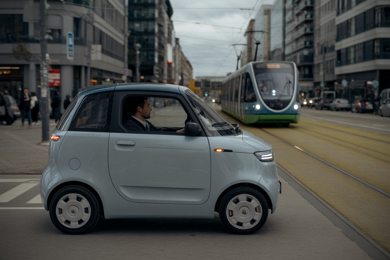 Petite voiture électrique Dacia en ville, usage quotidien et gabarit compact