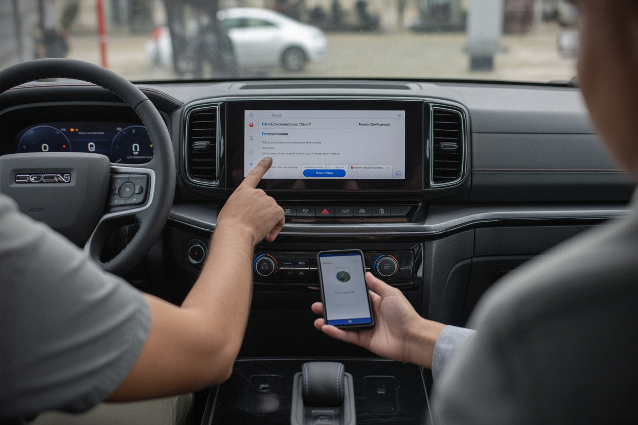 Réglages de sécurité et partage d’accès sur écran de SUV