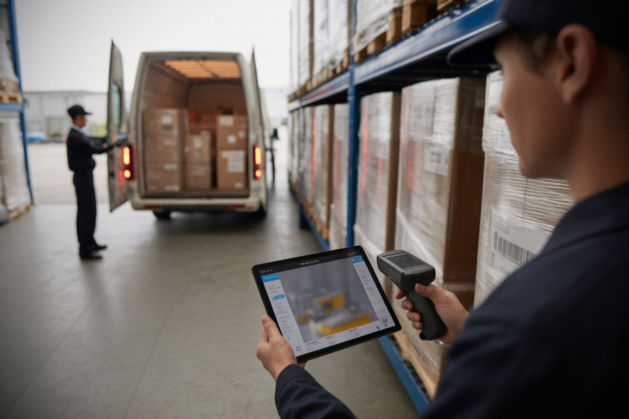 Entrepôt européen recevant des marchandises importées depuis la Chine