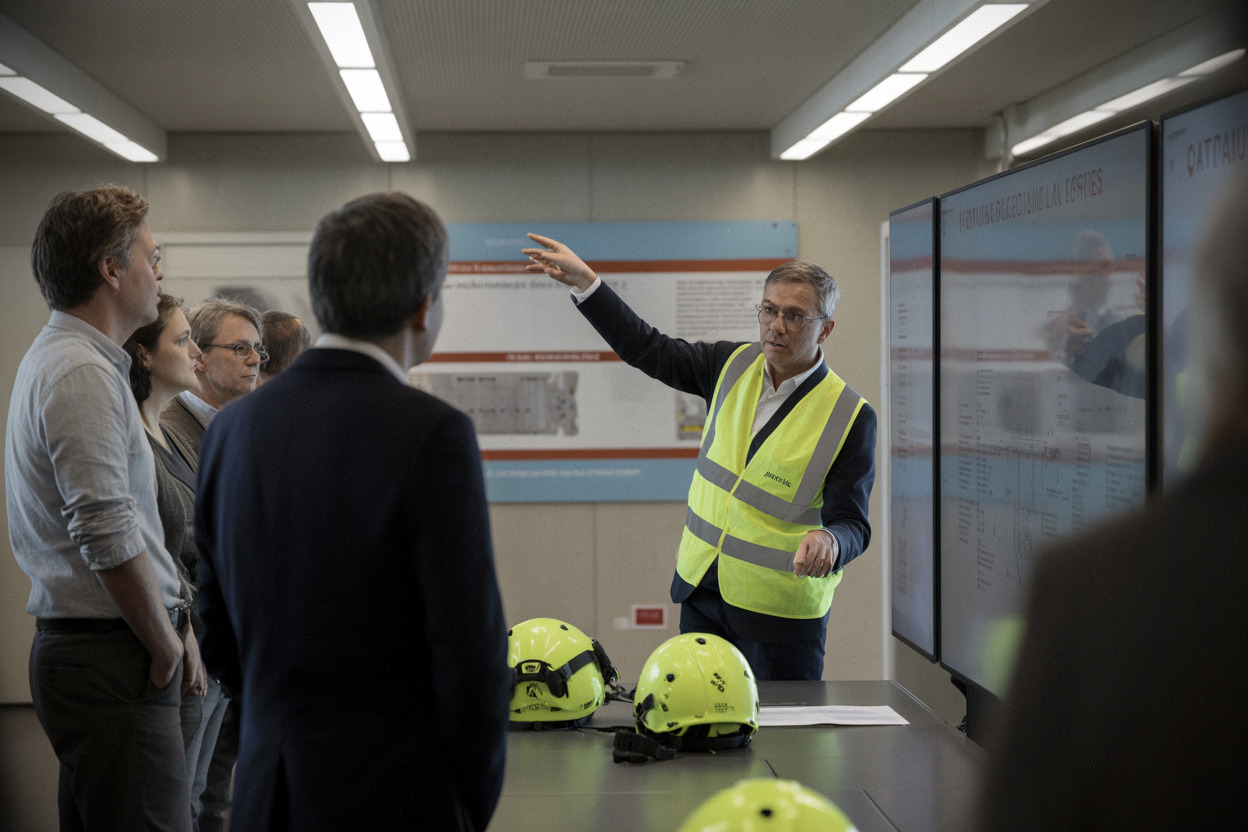 Briefing sécurité avant visite de la centrale nucléaire de Cattenom en septembre