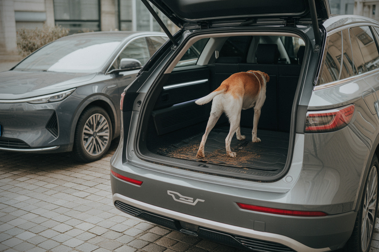 Coffre protégé du 5008 électrique pour transporter un chien proprement