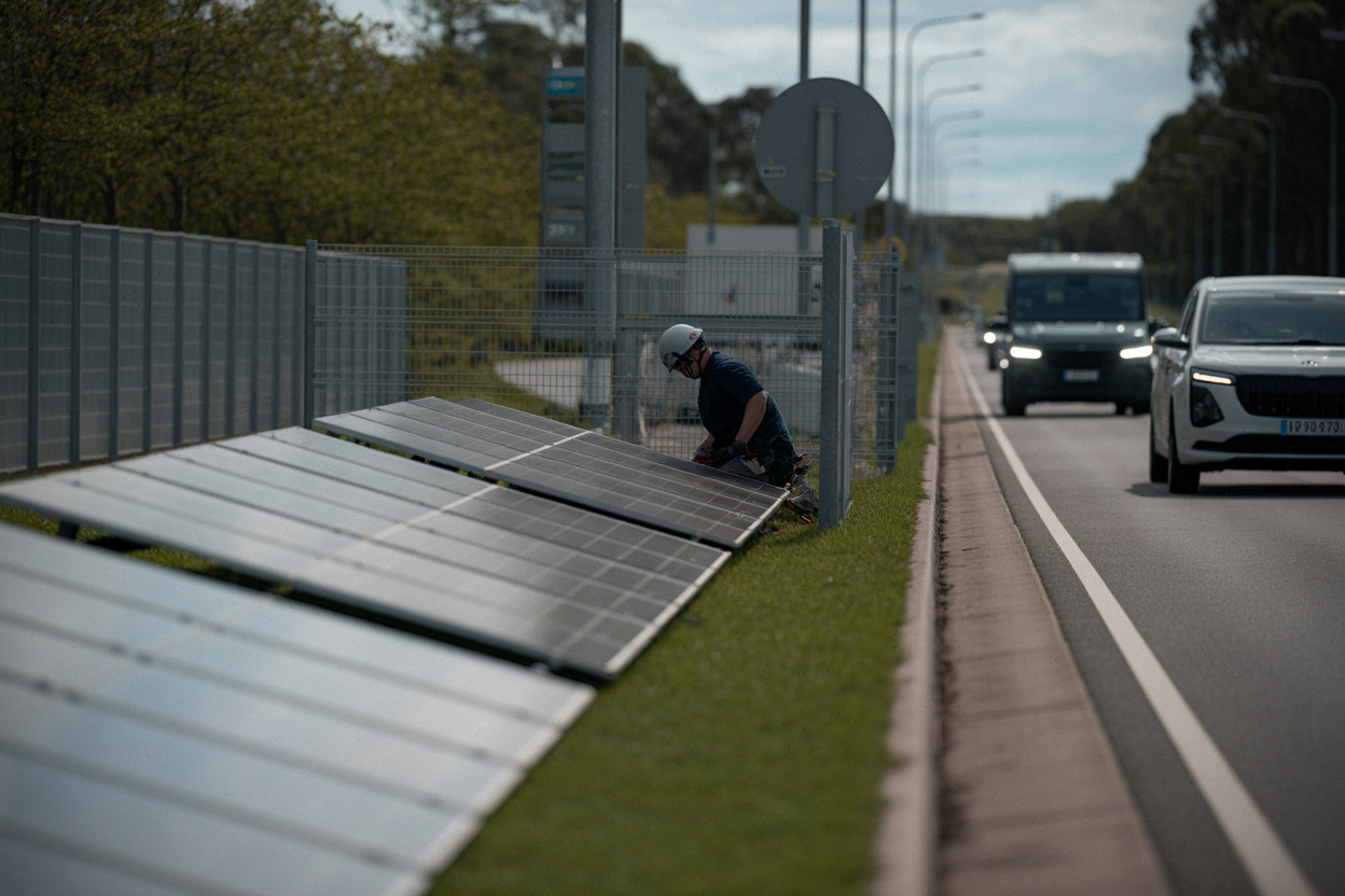 Panneaux solaires sur délaissé routier dans les Côtes-d’Armor