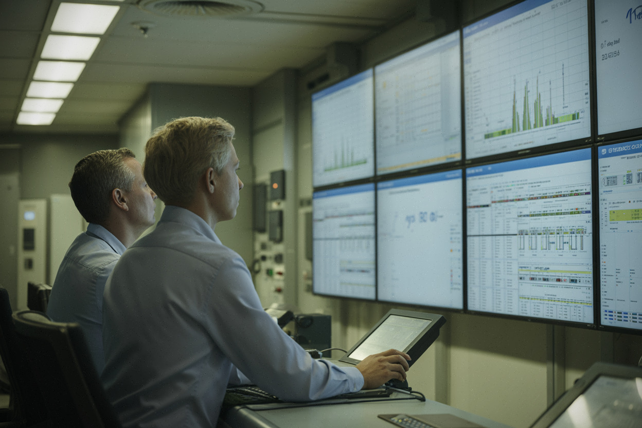 Salle de contrôle, centrale à charbon mobilisée pour stabiliser le réseau électrique