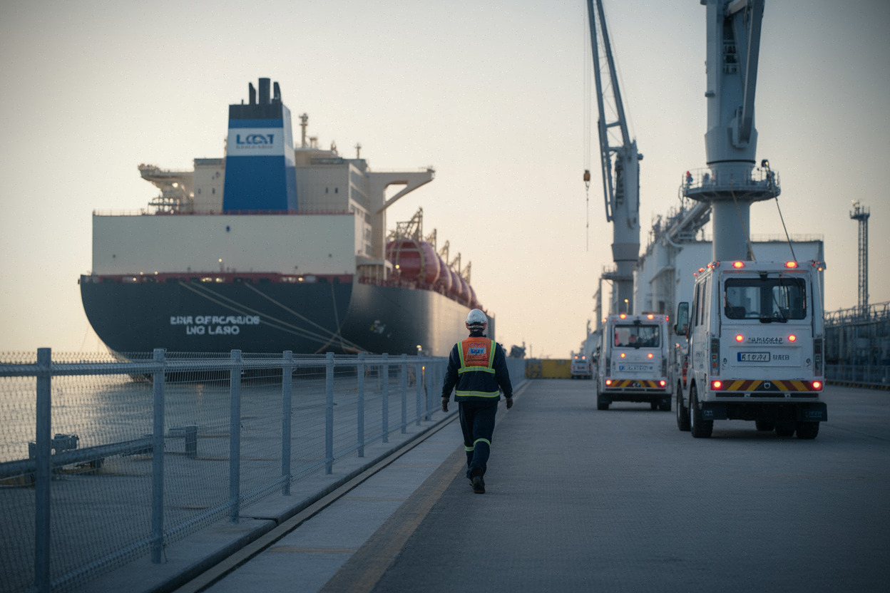 Terminal méthanier et navire GNL illustrant les tensions d’approvisionnement