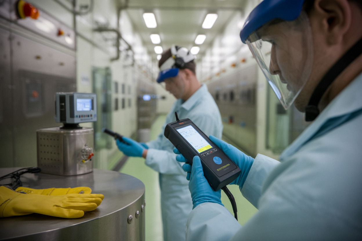 Contrôle de contamination en zone technique à la centrale de Koeberg