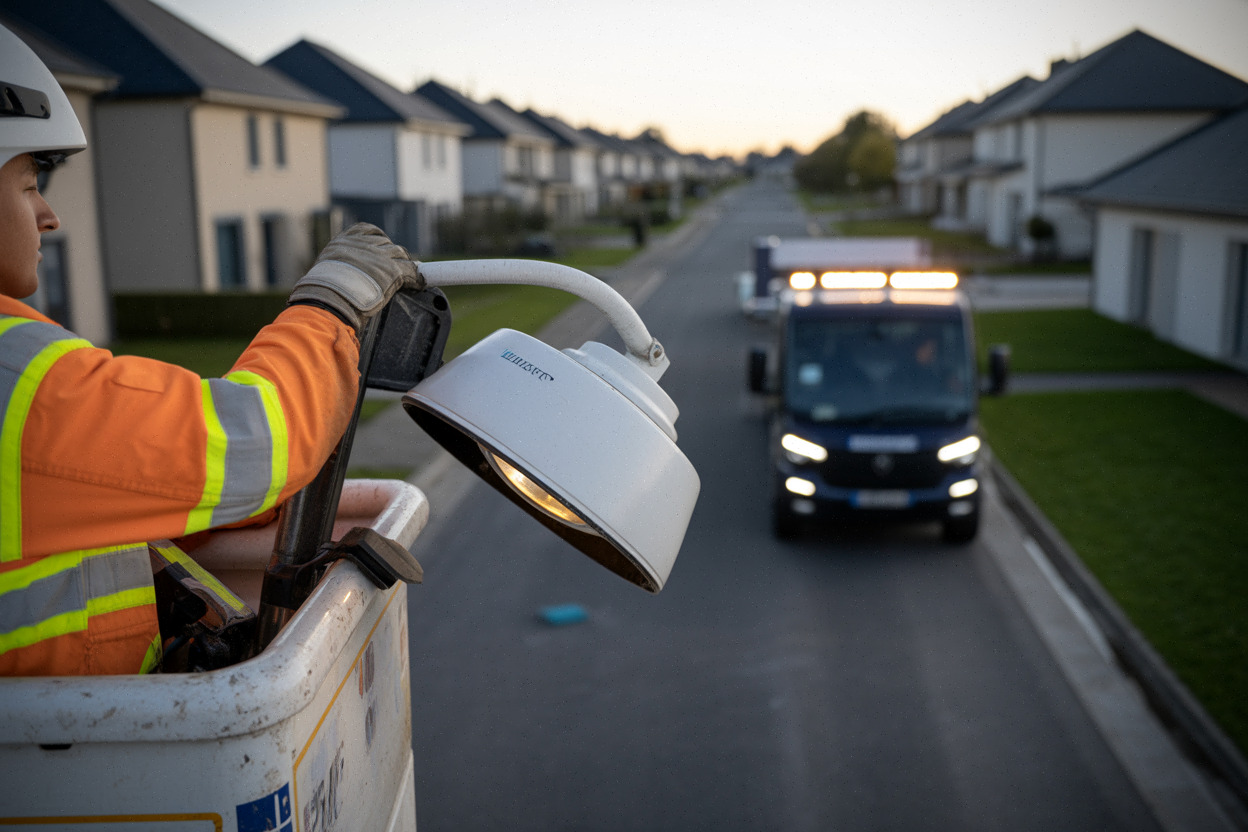 Remplacement de lampadaires par LED à Montrabé, intervention municipale