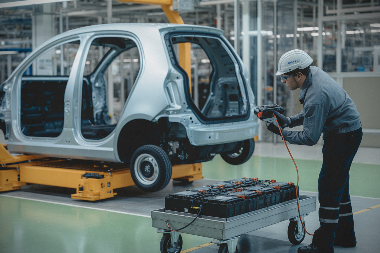 Chaîne de production automobile, standardisation et pack batterie d’une citadine électrique