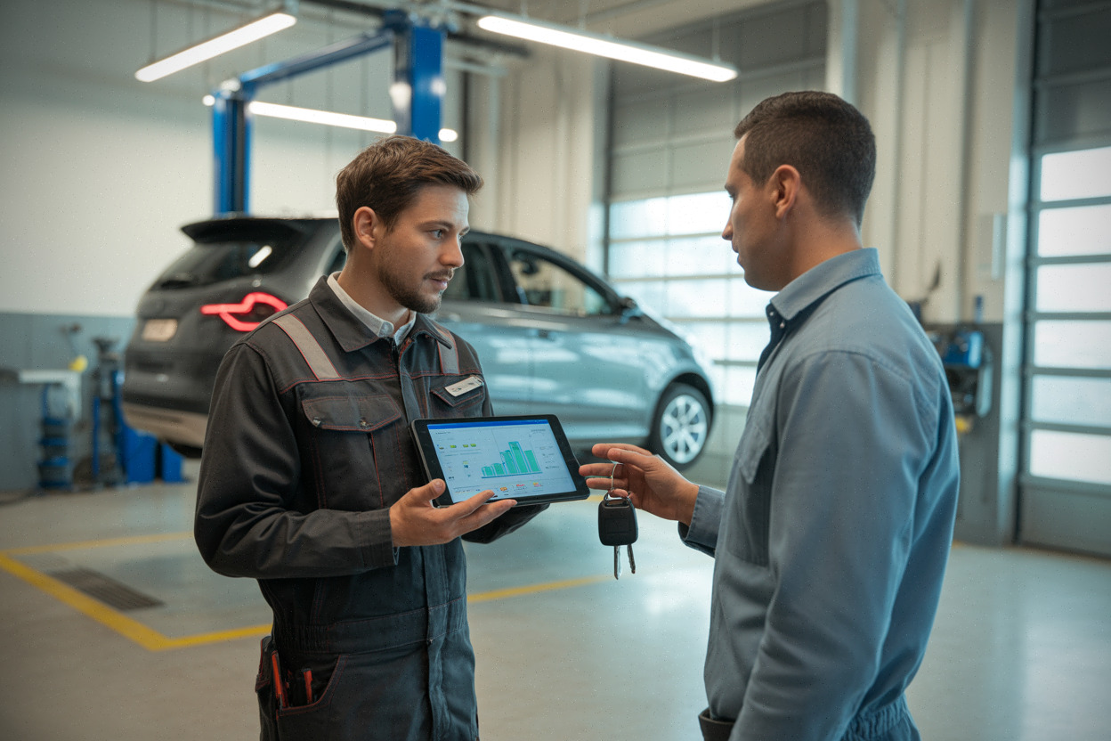 Conseil en atelier sur garantie et état de batterie d’une voiture électrique
