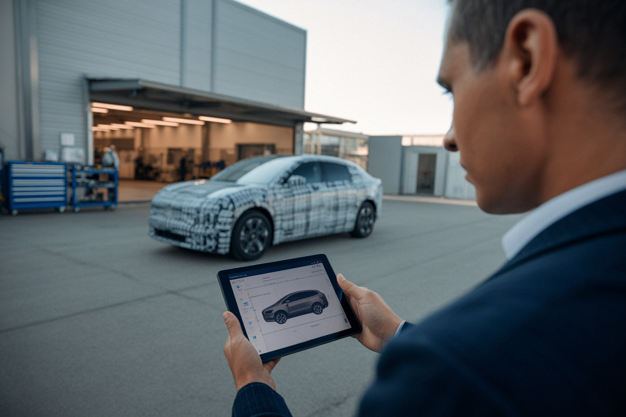 Ingénieur Volvo travaillant sur la plateforme SPA3 d’un SUV électrique