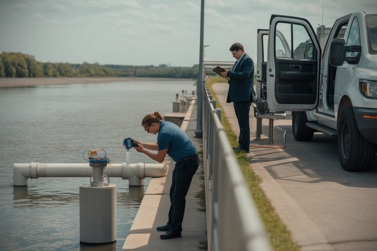 Contrôle d’un captage d’eau potable sur le Danube en période sèche