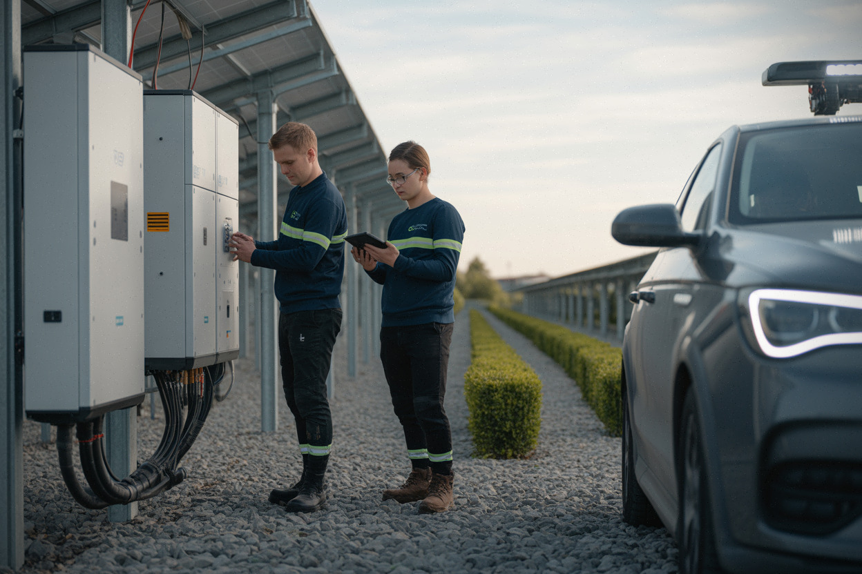 Maintenance d’une centrale photovoltaïque, contrôle onduleurs et suivi sur tablette