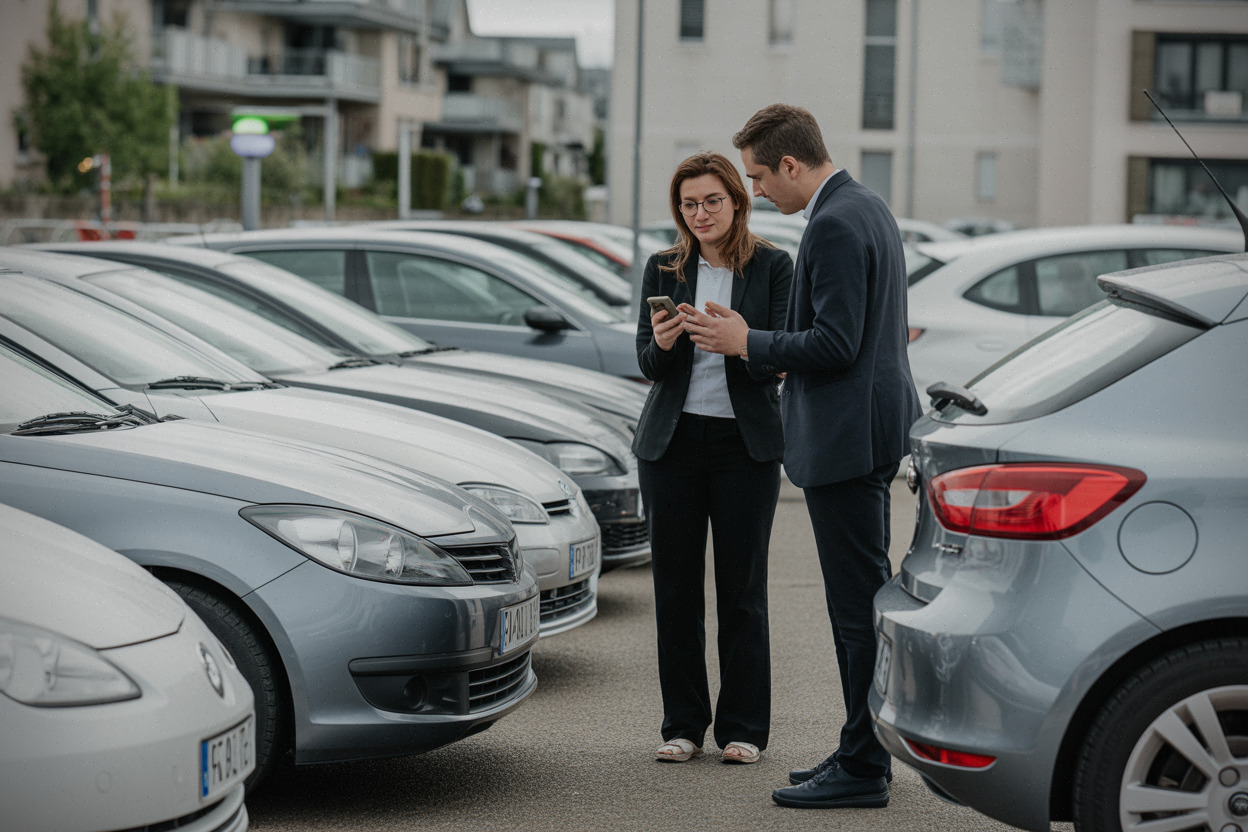 Acheteurs comparant une occasion de plus de huit ans