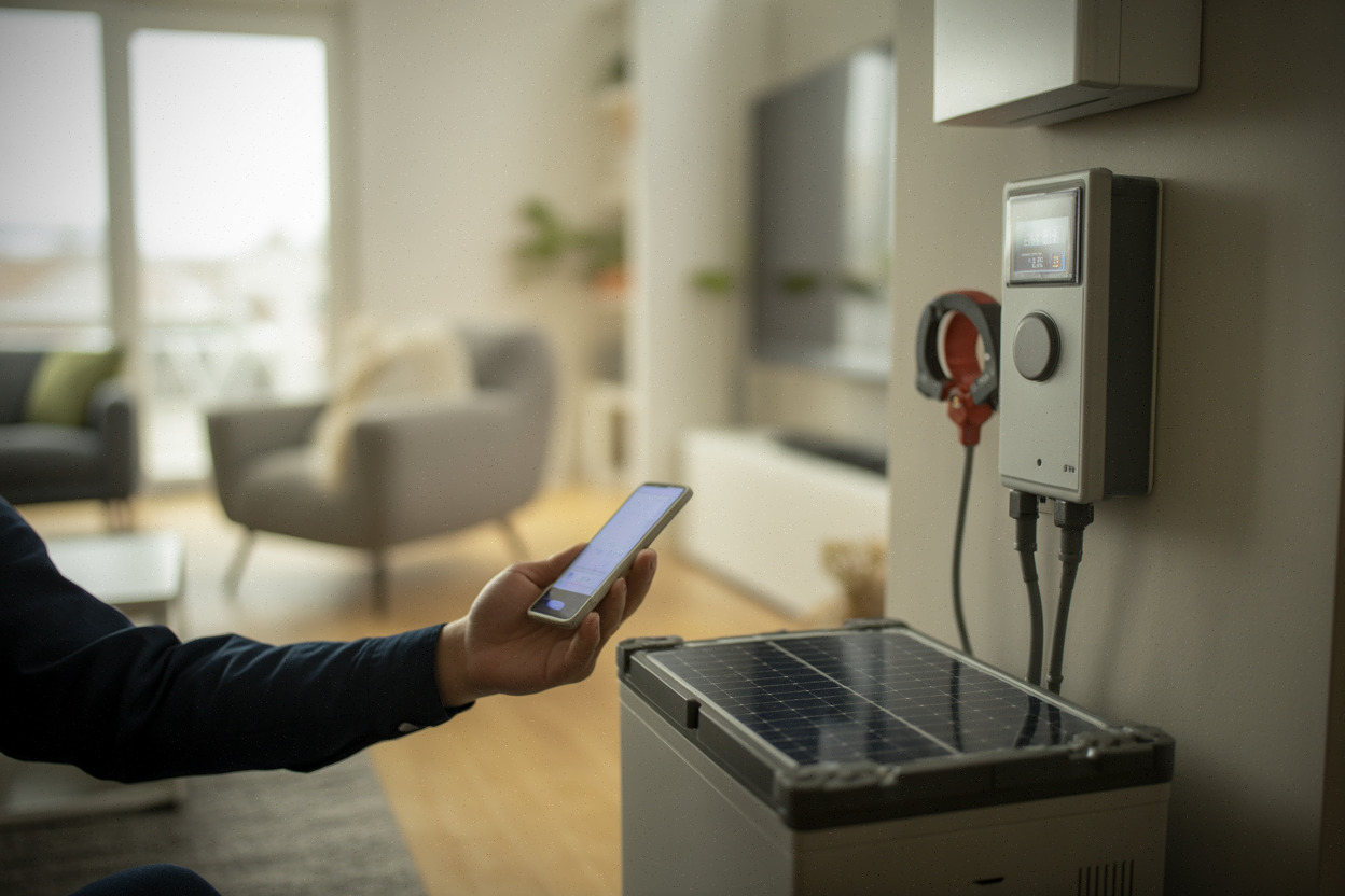 Installation d’une batterie solaire connectée avec compteur et capteur domestique