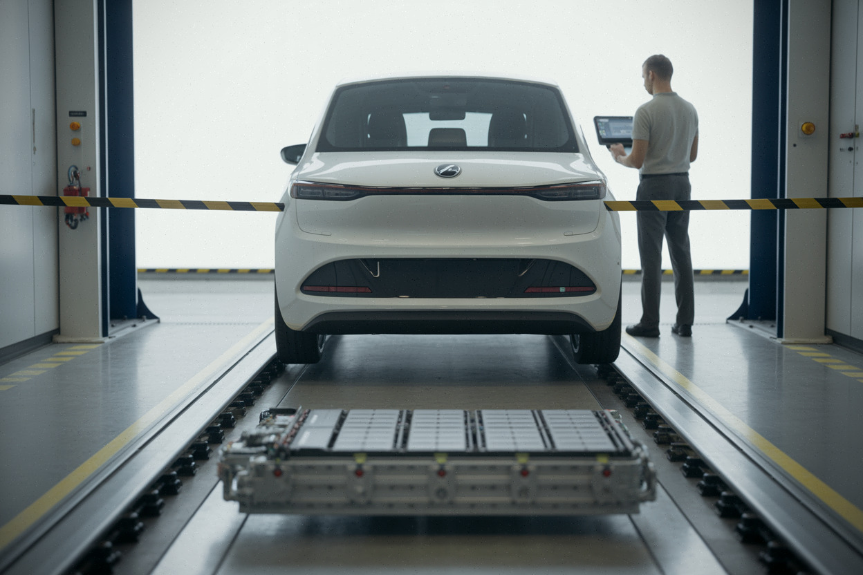 Station Nio en Chine, échange automatisé de batterie en quelques minutes